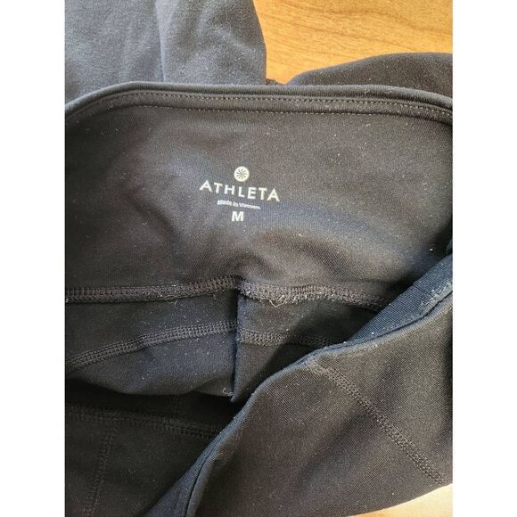 Athleta Black Mesh Lace High Rise Athletic Capri Leggings Size M - Picture 9 of 10